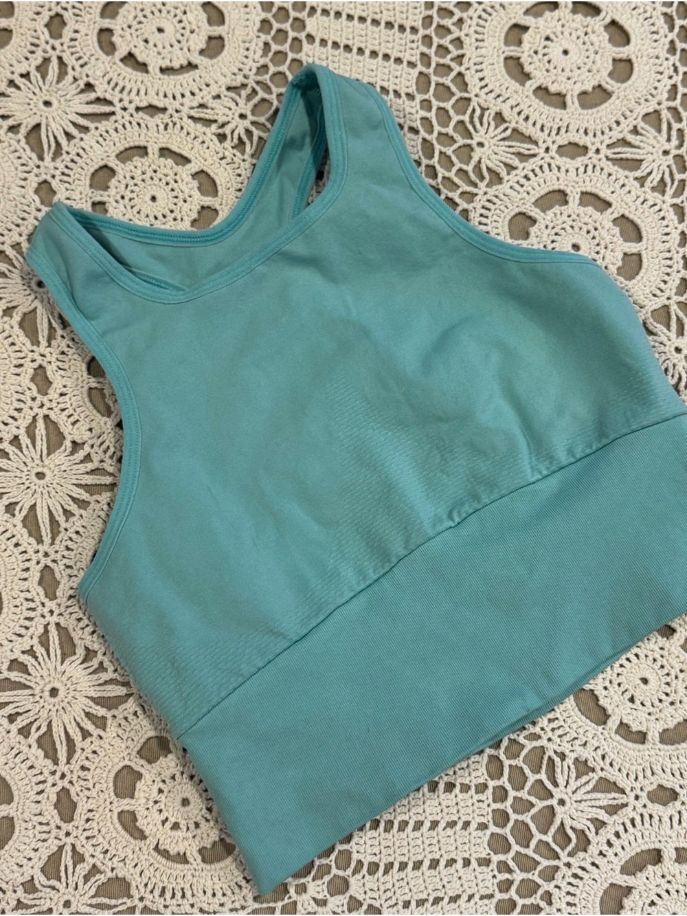 FP Movement by Free People Teal Ribbed-Band Racerback Sports Bra